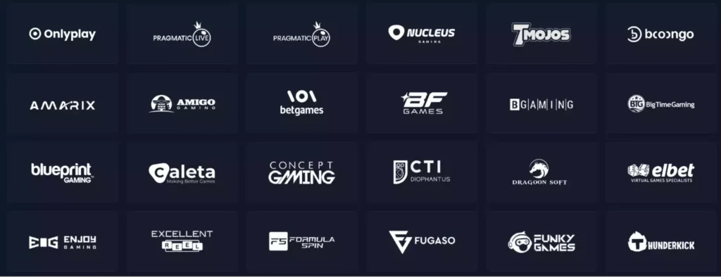 Available Game Studios at Booty Casino